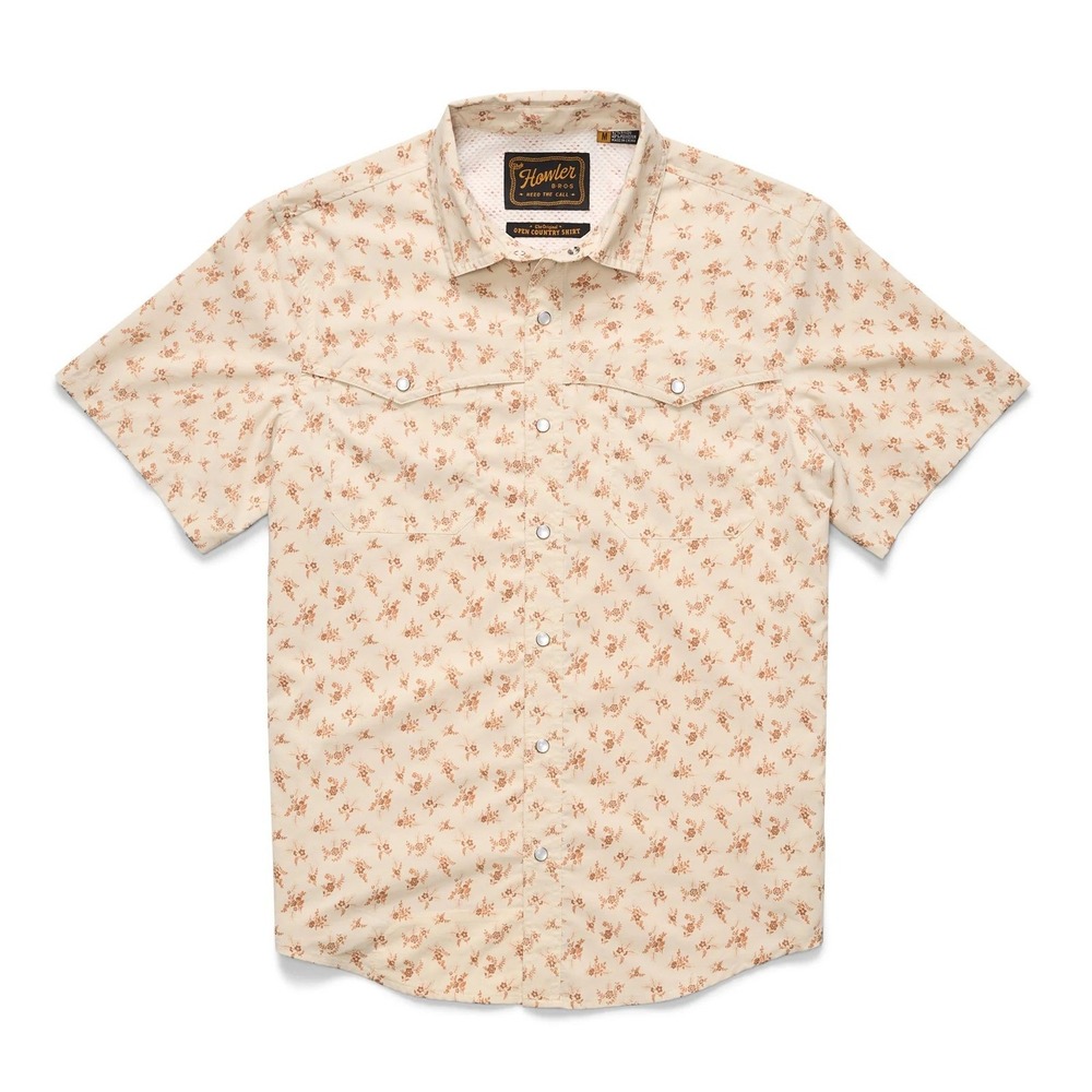 Howler Brothers Men's Open Country Tech Shirt Rancher Floral Sand Medium NWT